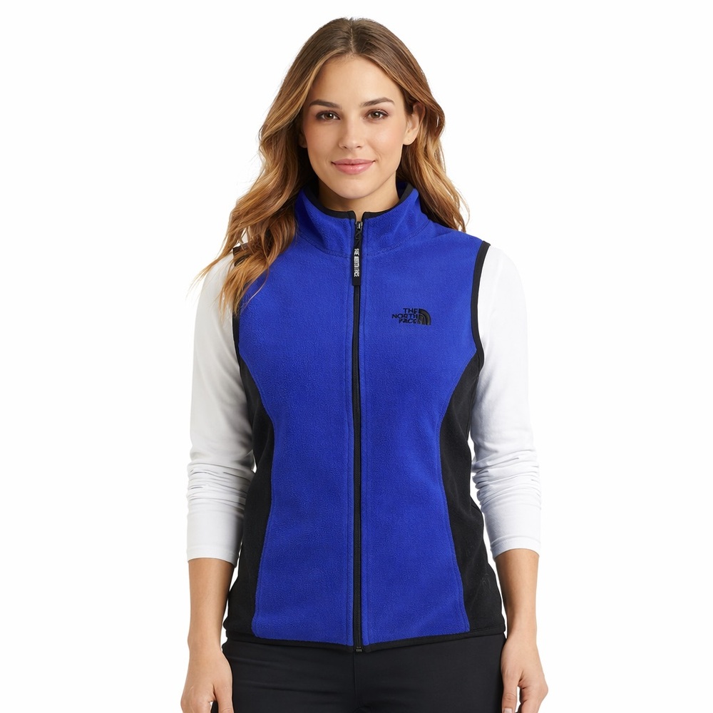 The North Face Blue & Black Fleece Zip Vest Women’s Medium Outdoor Layer